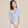 Damen Seidenmischung Rippstrick Polo Zip Strickjacke