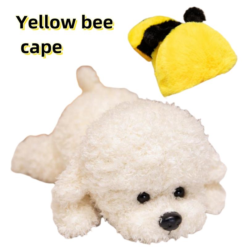 33-48cm Cartoon Teddy Dog Plush Doll Lying Wearing Bee Ladybug Cape Teddy Dog Plush Toy Home Decoration Gift For Boys And Girls