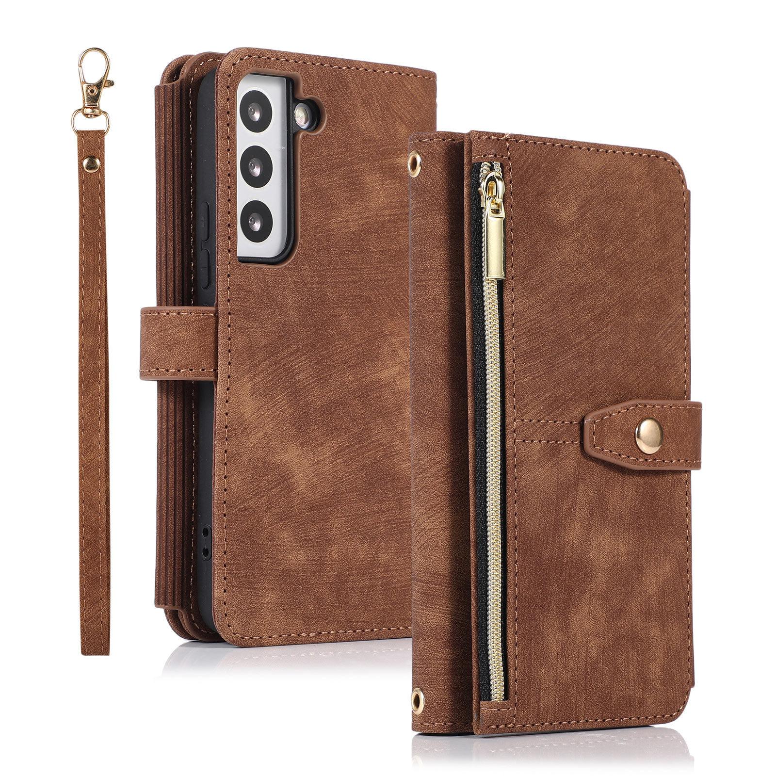 

Кожаный чехол для мобильного телефона Samsung S23, подходит для мобильного телефона A53 5G Dream Nine Card, новый защитный чехол на молнии S8 коричневый