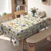 Aquarell-Blumen- und Kolibri-Muster Polyester-Tischdecke - Dekorative Tischabdeckung für Esszimmer zu Hause, Party und täglichen Gebrauch