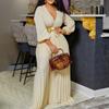 Chic and Comfortable European and American Style V-neck Tie-back Pressed Pleated Plus Size Jumpsuit for Women In Summer