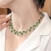 Exquisite Forest Necklace with Micro Pave Diamonds and Simulated Green Tourmaline Gemstones for Women
