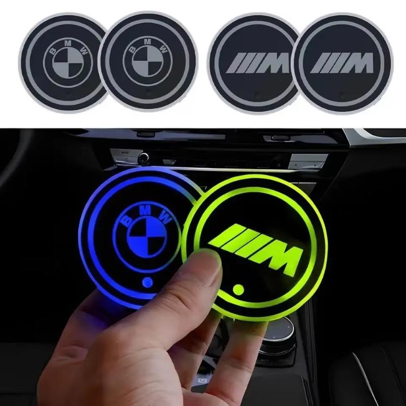 2Pcs Luminous Car Coaster Water Cup Holder Pad Anti-slip Mat for BMW M M3 M5 M6 X1 E46 E90 E39 F10 F20 F30 G20 E60 E36 E34 E70 drswk70