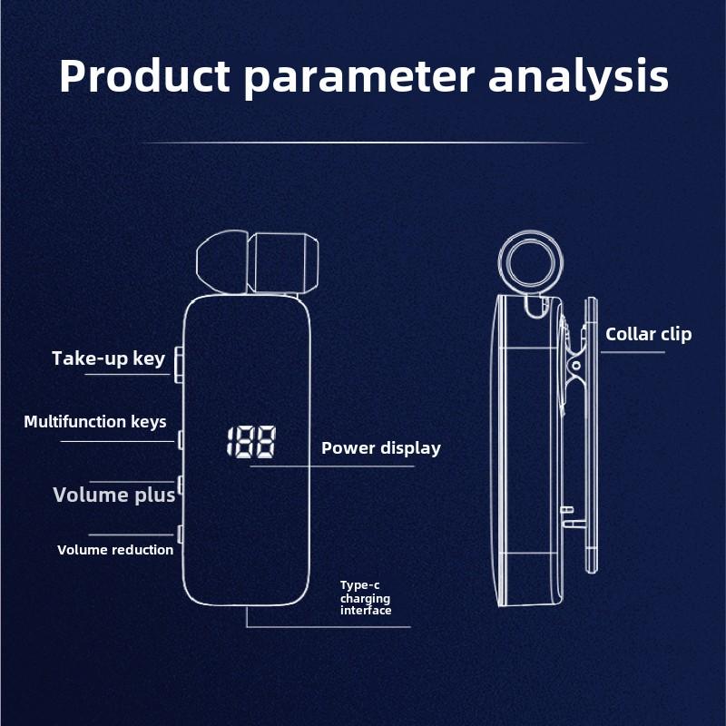 Wireless Sports Retractable Bluetooth Headset Noise Reduction Extra Long Standby Collar Clip Incoming Vibration