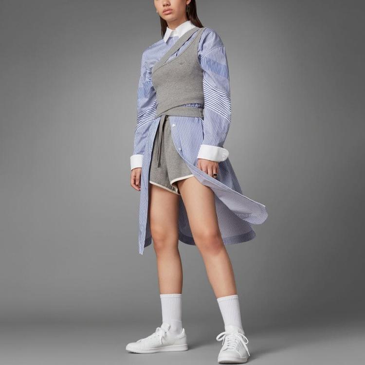 Adidas Originals Blue Version Long-Sleeved Dresses Women's Blue Lapel Moderate Mid-Length