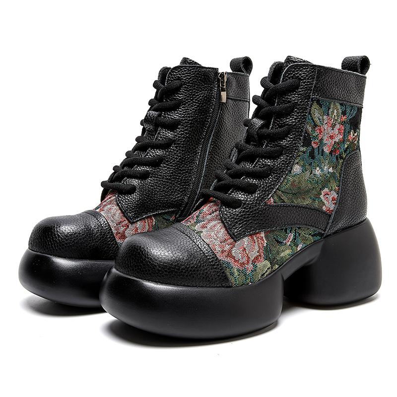 Fashion GKTINOO 2025 British Natural Cow Genuine Leather Ladies Ankle Booties Platform Women Shoes Autumn Spring Thick Soled Short Boots