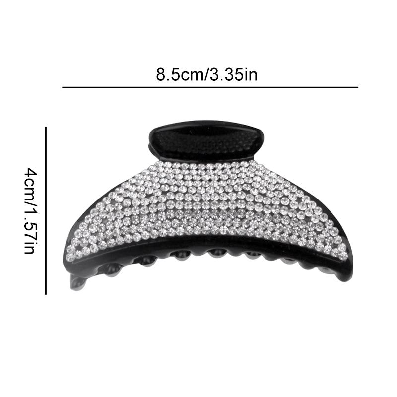 1Pc Large Shine Plastic Fashion Headdress Beautiful Black Water Drill Hair Grab