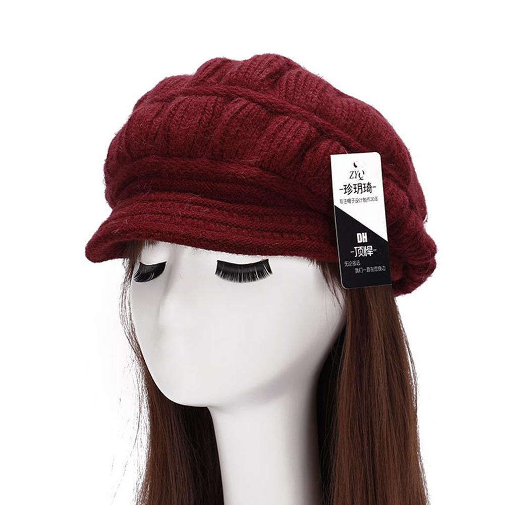 Knitted Woolen Cap Women Ladies Beret Winter Warm Baggy Beanie Crochet Hat Ski Cap