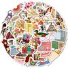 50 Retro Aesthetic Stickers European and American Brown Boho Aesthetic Literary Pattern Stickers
