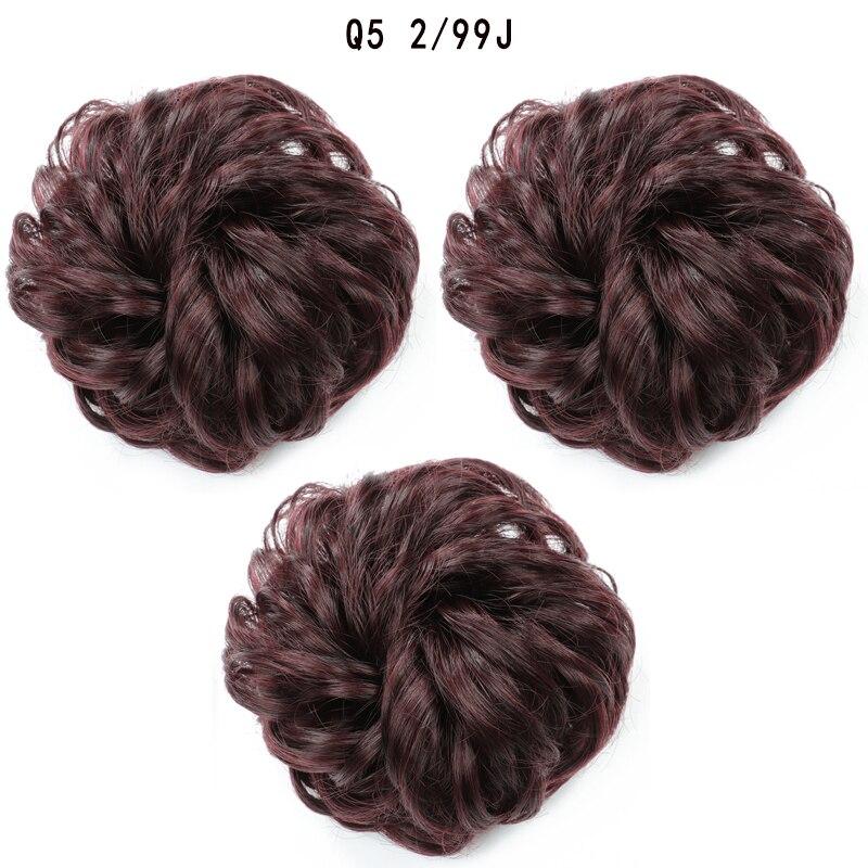 MISS WIG Straight Donut Chignon Hairpieces Synthetic Ombre Elastic Chignon Fluffy Messy Scrunchies Hair Bun for Women