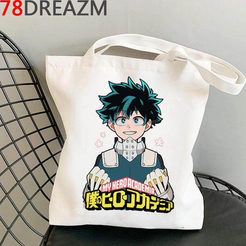 My Hero Academia nákupní taška tote eco shopper obchod s potravinami plátěná bavlněná taška tkaná sacola opakovaně použitelná zakázková