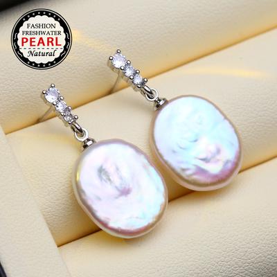 SENIKO Natural Freshwater Big Baroque Pearl Earrings Fashion Cubic Zirconia Pearl Drop Earrings For Women Party Jewelry