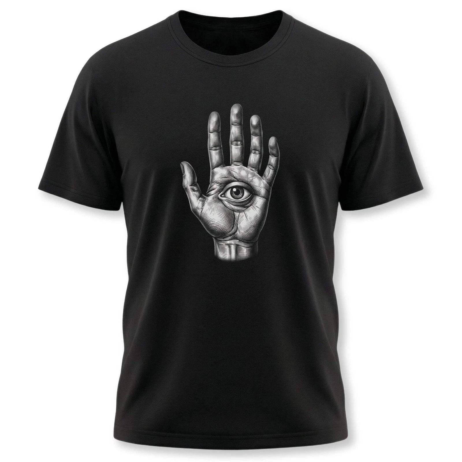 Eye In Hand T-Shirt | Occult Mystic Symbol Engraving Unisex Unisex Tee XL