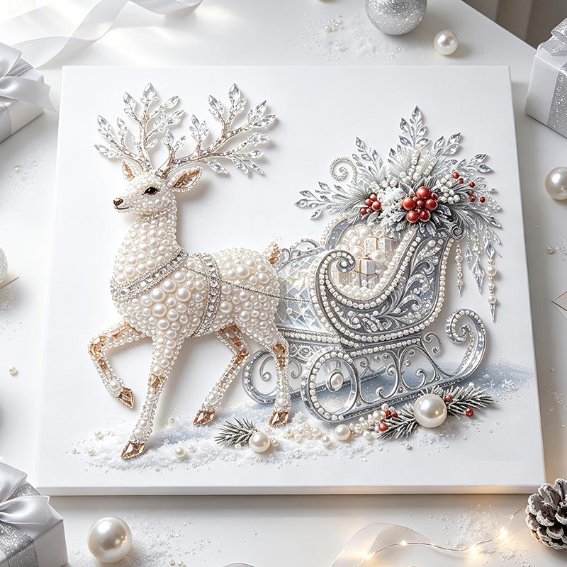 Kit Pittura Diamante Natale Fai da Te Babbo Natale Renna Mosaico Pittura con Perline Artigianato per Decorazione Murale Casa Festiva