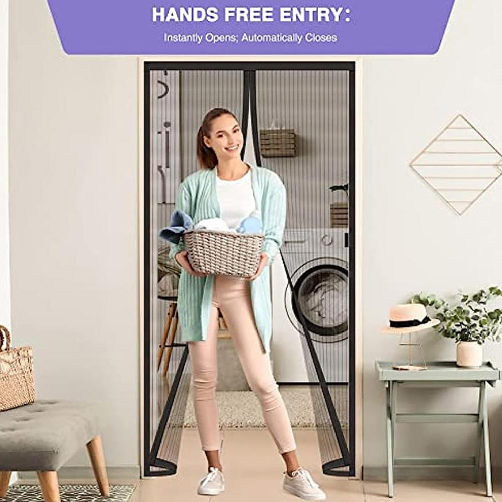 100x210CM Magnetic Screen Door Curtain Automatic Closing Anti-Mosquito Net Fly Insect Screen Mesh for Kitchen Indoor Living Room