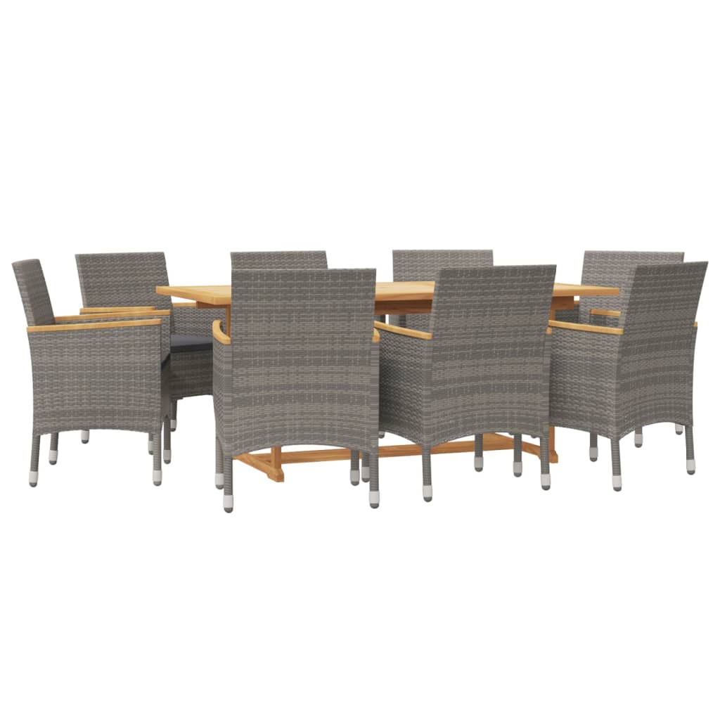 vidaXL 9 piece Garden Dining Set with Cushions Gray
