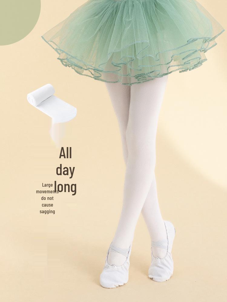 Girls  Snag-Resistant Dance Tights - White, Anti-Pilling, Thin Base Layer for Spring and Autumn L (Pants length: 75 cm)