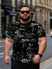 Men'S Plus Size Casual Short Sleeve T-Shirt - Letter Pattern Print, Breathable Summer Tee, Machine Washable Round Neck Top, Suitable for Casual Wear,