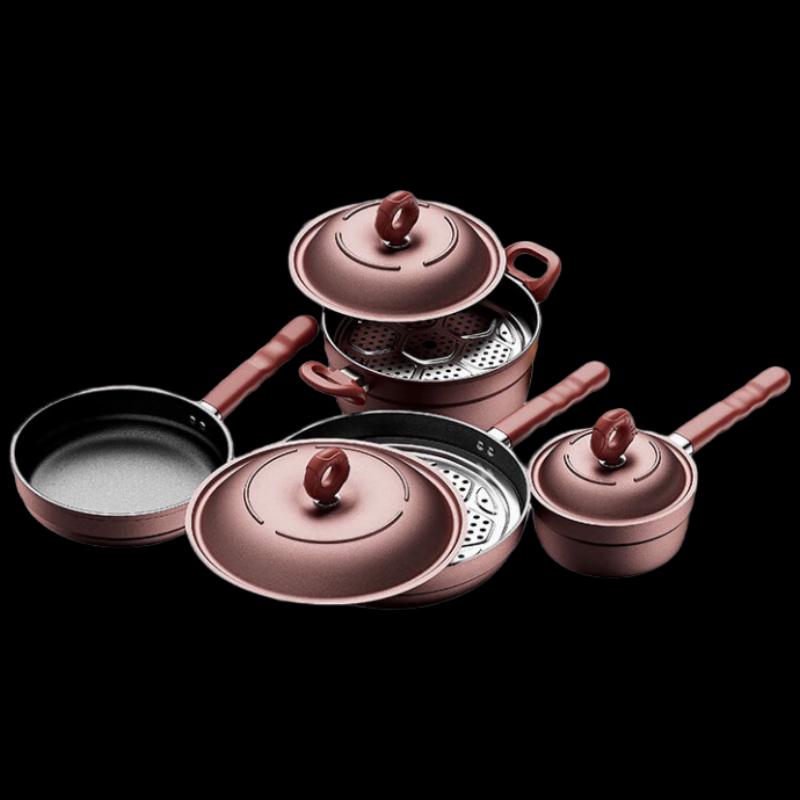Aibofei Wine Red Heart 4-Piece Cookware Set