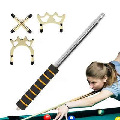 Stainless Steel Telescopic Billiards Pool Cue Removable Bridge Head Anti-Slip Retractable Billiard Bridge Stick Golden