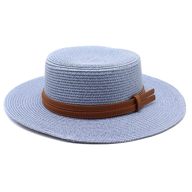 Spring And Summer Men'S And Women'S Multi-Color Decorative Flat-Top Straw Hat Outdoor Travel Sunshade Sun Protection Flat-Top Straw Hat