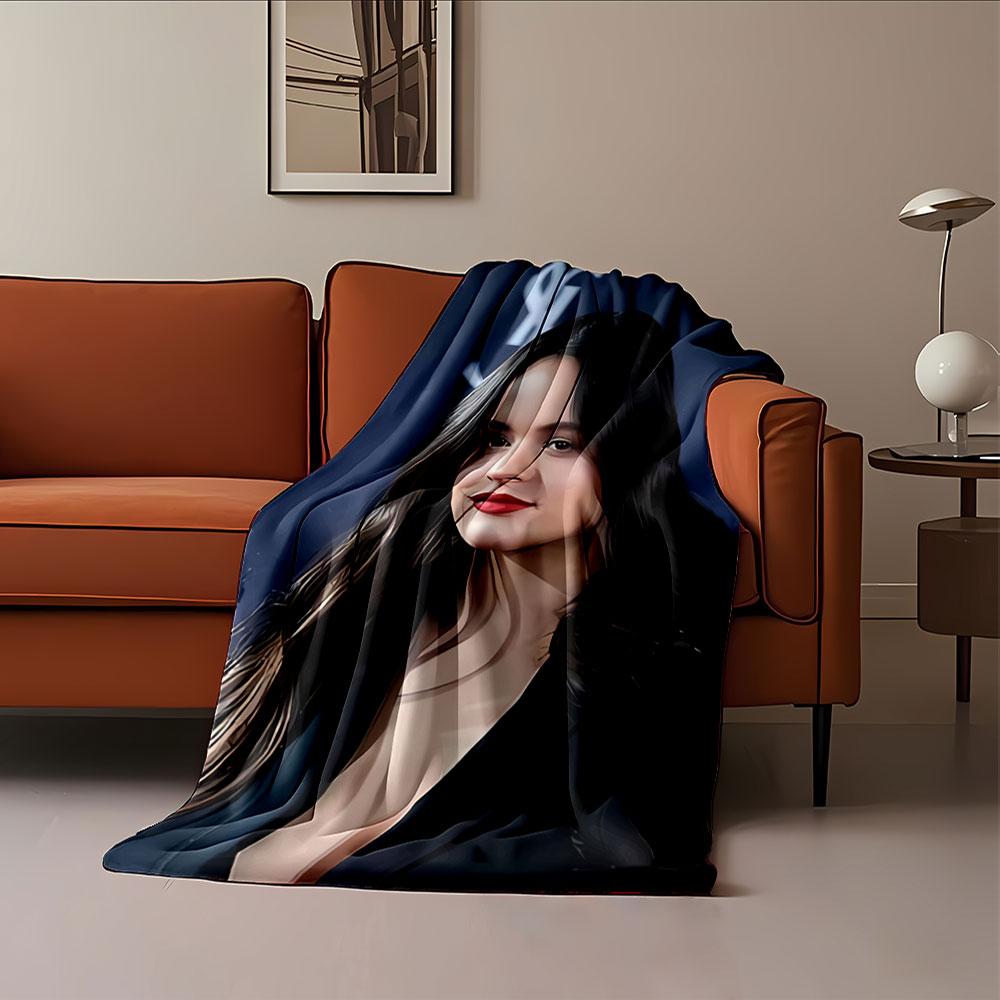 Elegant Woman In Dark Jacket for All Seasons Blanket Lunch Break Throw Gift