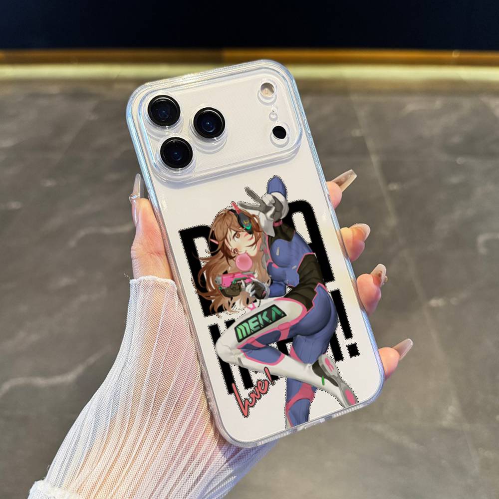 O-Overwatch D Va Phone Case For iPhone 17,16,15,14,13,12,11 Pro,Max,Plus,X,XS,XR,SE4,E Mini Transparent Soft Cover iPhone7