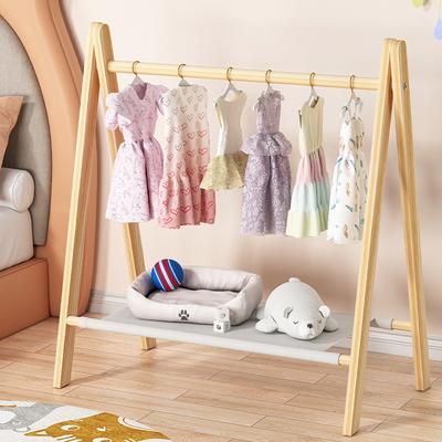 Pet Floor Hanger Dog Wardrobe Solid Wood Puppy Cat Wardrobe Coat Rack Dog Hanger Small Clothes Storage Rack