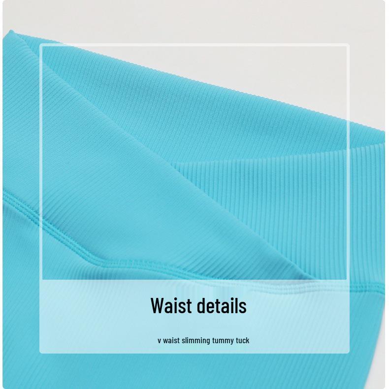 Women's V-Waist Tummy Control Yoga Leggings - Gathered Peach Hip Lift for Running and Training