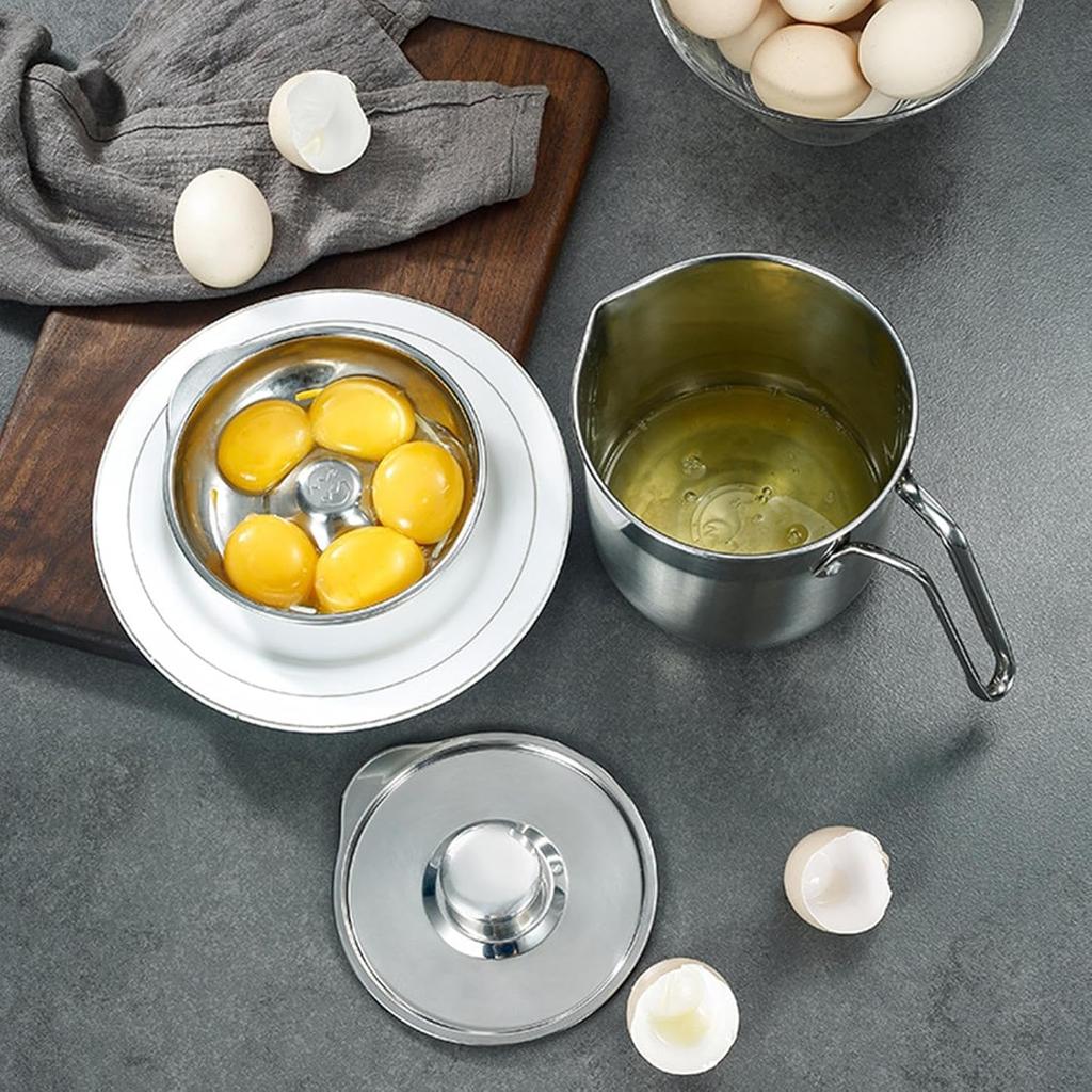 Egg White Separator | Multiple Eggs Separator Stainless Steel,Large-Capacity Separator with Lid and Handle, for Meringue, Cake, Kitchen