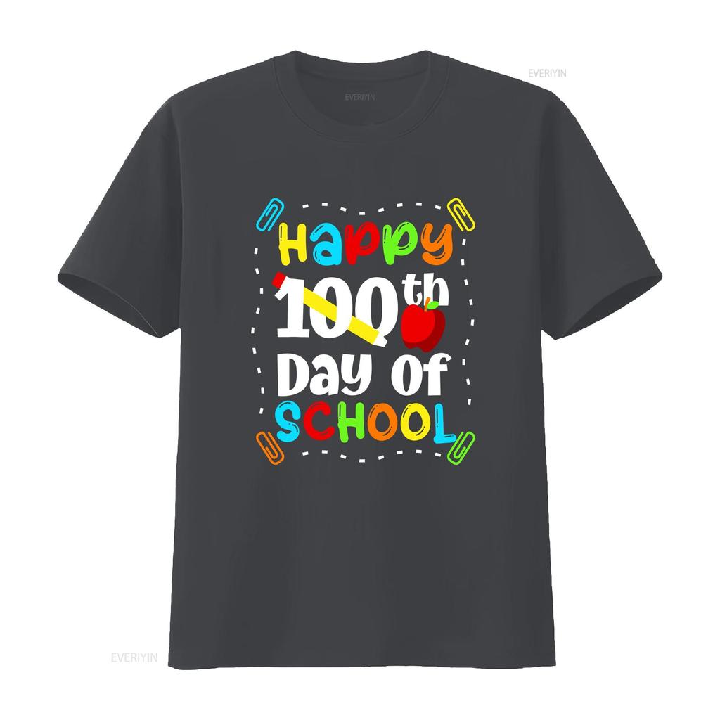 Glücklicher 100. Schultag T-Shirt Lehrer Jungen Mädchen 100 vintage Gewaschen Atmungsaktiv Bequem Weich mode Leicht