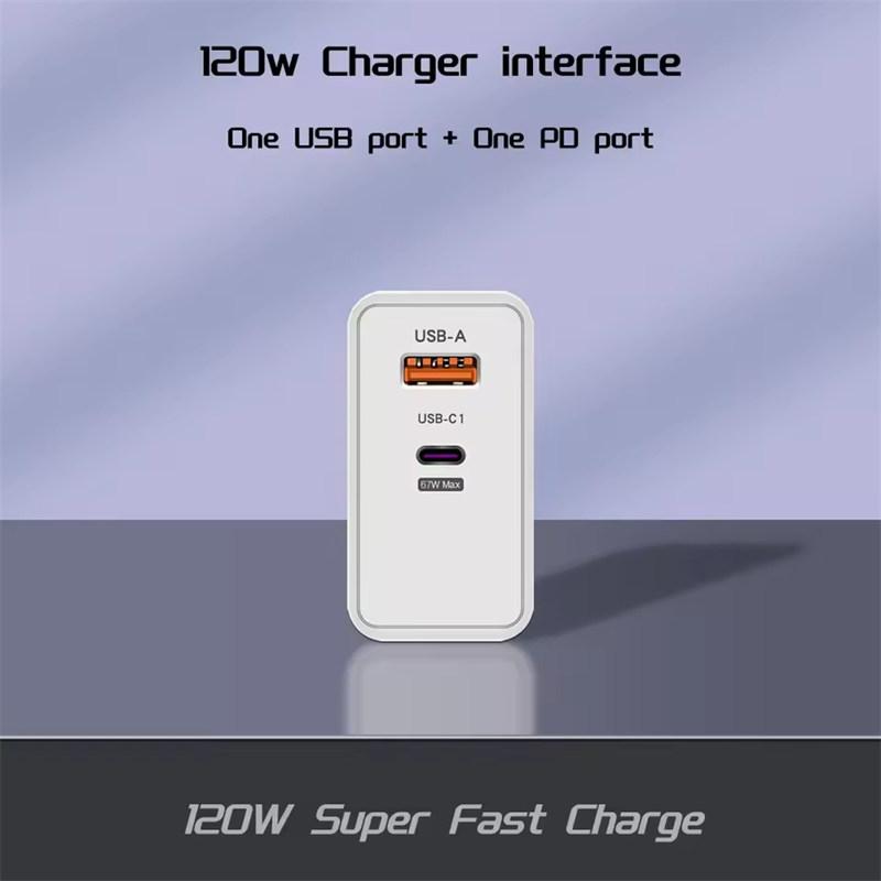 120 Вт быстрое зарядное устройство USB Type C PD кабель быстрая зарядка Quick Charge 3.0 адаптер для iPhone Xiaomi Samsung Oneplus Pixel сотовые телефоны