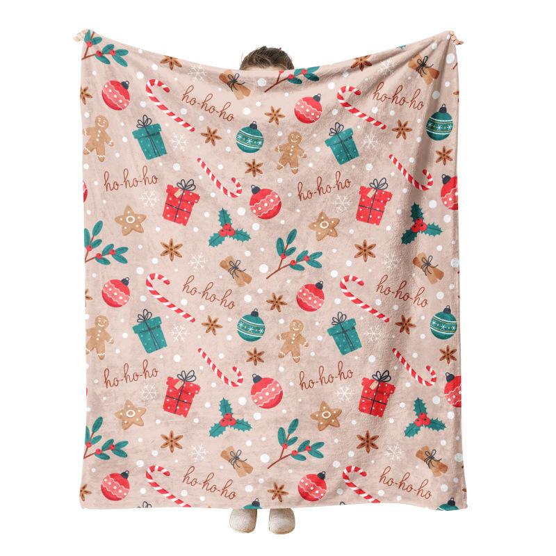 Christmas Checkered Pattern digital-printed polyester Bedroom velvet flannel soft sofa cover blanket Fleece soft sofa cover