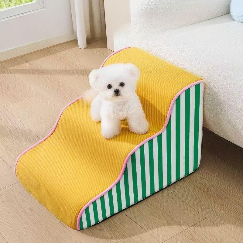 2/3/4 Ladder Dogs Pets Stripe Puppys Stairs Beside Sofa Bed Ramp for Dog Protecting Pets Joint Slope Stairs for Elderly Dog Gift