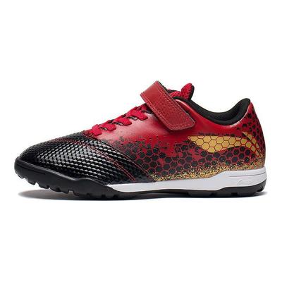 Li Ning Kids Strike Synthetic Leather Color Block Soccer Shoes Kids Soccer Shoes Black Red YKGT010-31