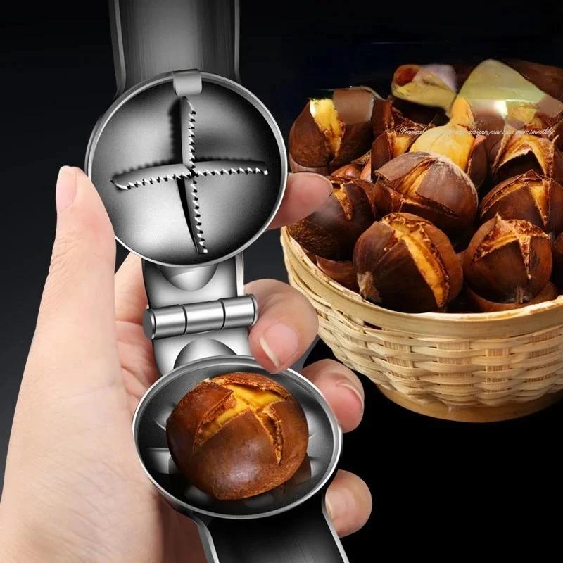 1 bucată Gadget de bucătărie creativ din oțel inoxidabil 2-în-1 tăiere rapidă agrafă de castane Spărgător de nuci decojire cutie de nuci