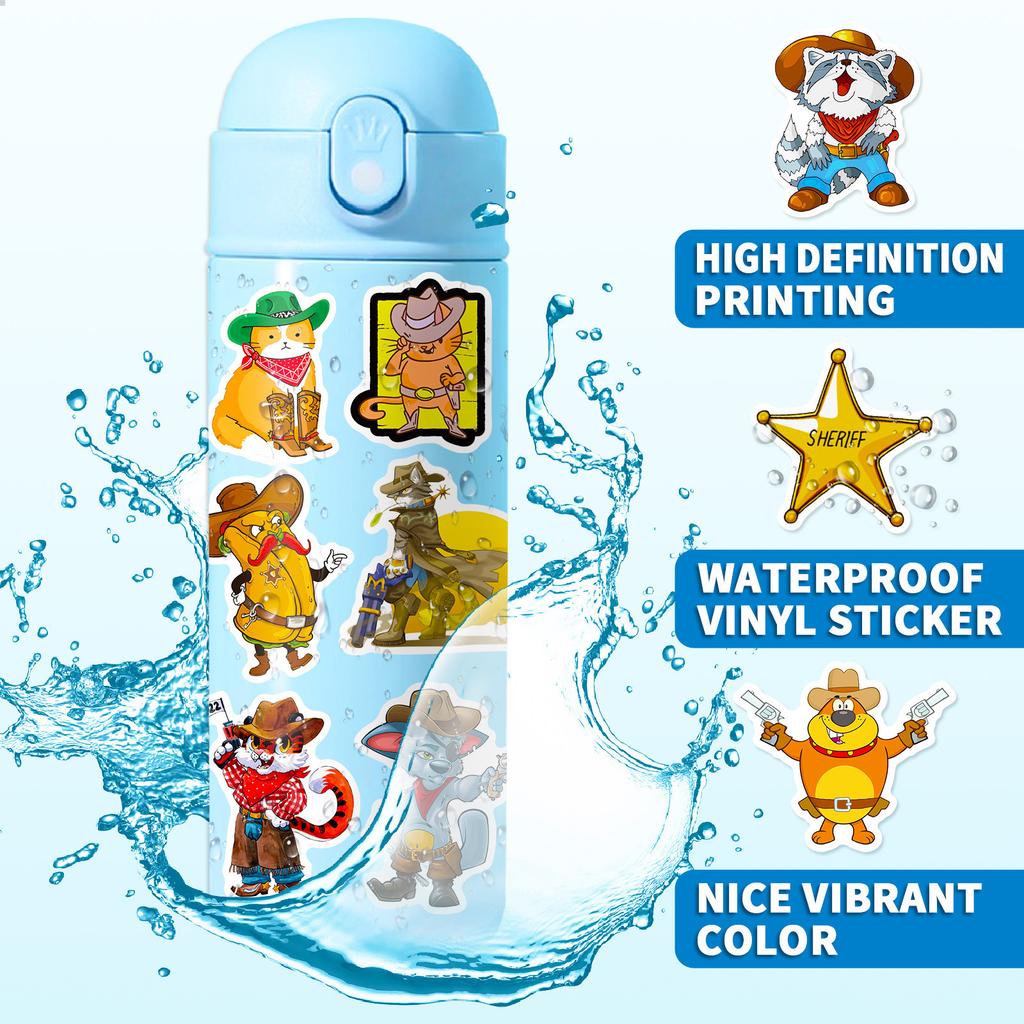 50 Cartoon Western Series Stickers New Car Mobile School Bag