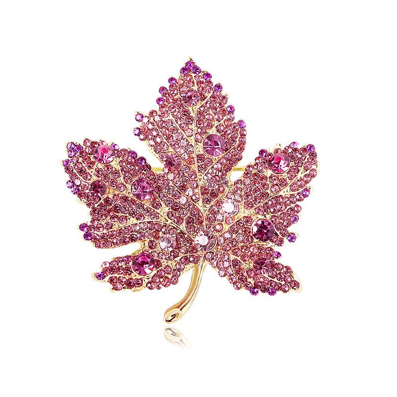 Heavy Industry Crystal Maple Leaf Brooch Women's Exquisite Luxury Simple Brooch Suit Coat Pin Accessories