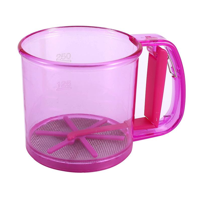 1Pcs Non-Stick Baking Tools Semi-Automatic Flour Sifter Transparent With Hand Press Design Kitchen Filter Screen Flour Sieve