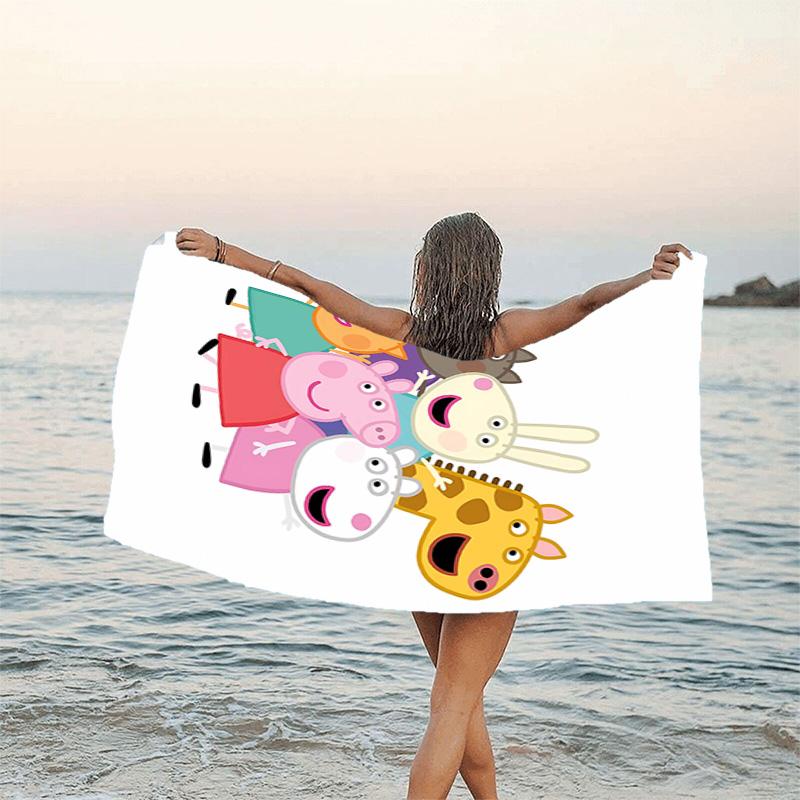 1pc Pink Pig (8) Beach Towel, Beach and Seaside Swimming Pool Equipment, Fashion Pattern, Rectangular, Travel Essentials