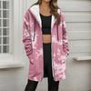Women's Gradient Print Fashionable Loose Zipper Fleece Hoodie Jacket