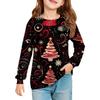 Christmas Day Girls' Long Sleeve Blouse - Round Neck Soft Waist Tunic