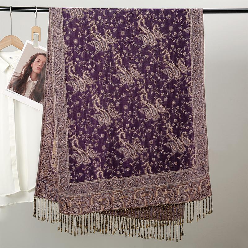New Pashmina Women Scarf Bohemia Paisley Shawl Wrap Paisley Jacquard Flowers Cashmere Classic Tassels 70X190Cm