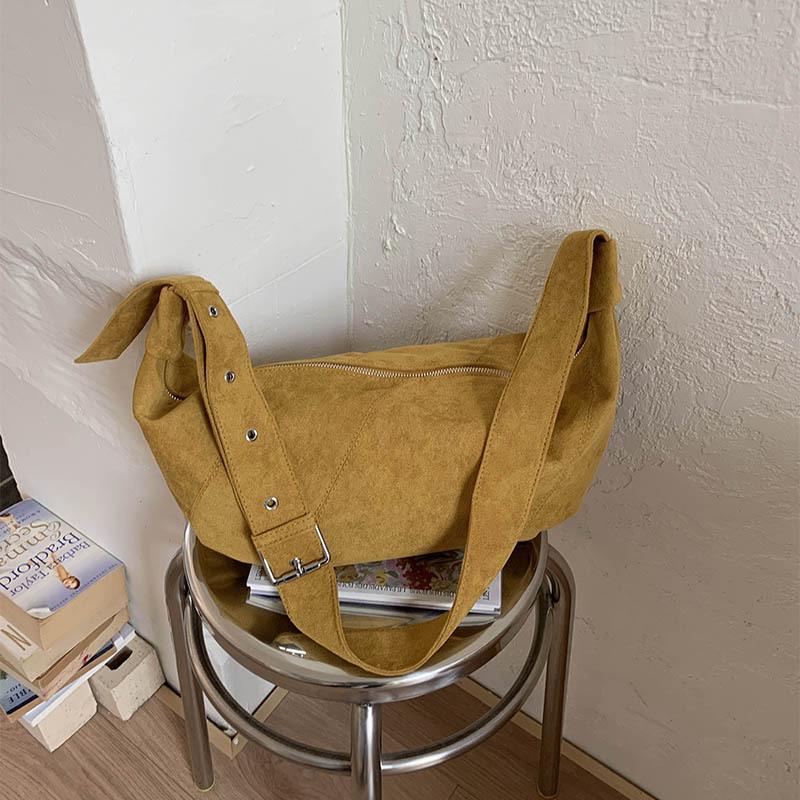 Niche Lazy Suede Dumpling Bag Korean Fashion Simple Casual Versatile Messenger Bag Croissant Bag