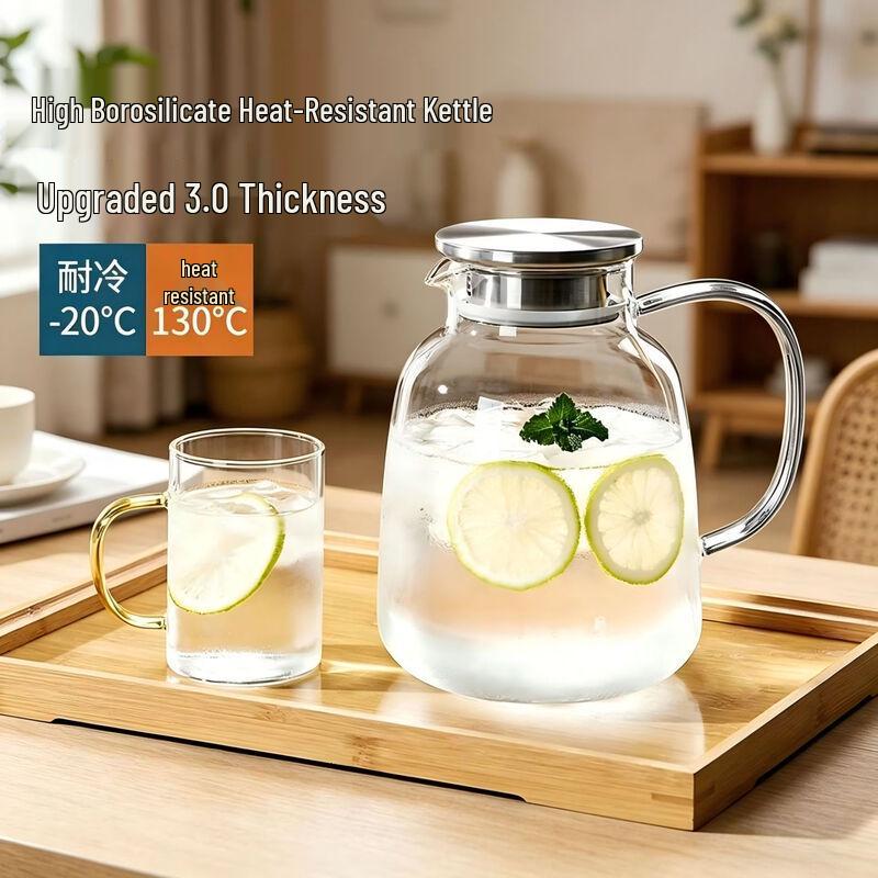 Large Capacity Borosilicate Glass Water Pitcher
