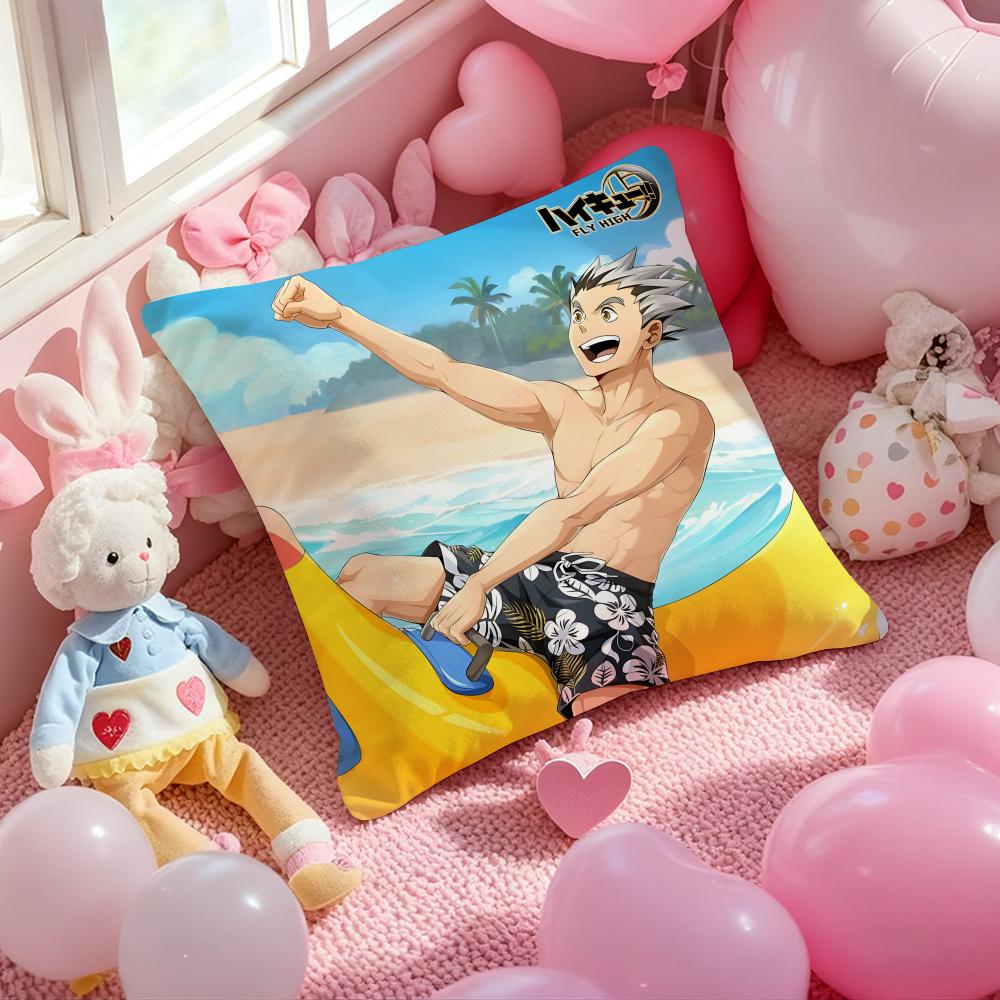 Anime Haikyuu Cartoon Cushion Cover Pattern Printed Pillowcase for Living Room Sofa Cushion Cover & Bedroom Decor