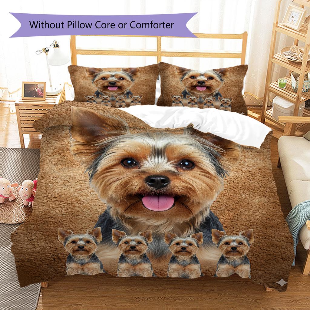 Yorkshire Terrier Sznaucer Wzór Pościel Kołdra Zestaw Poszewka na Kołdrę Poszewka na Poduszkę Dekoracja Domu Prezent (1 * poszwa na kołdrę + 2 * poszewki na poduszki, bez rdzenia)
