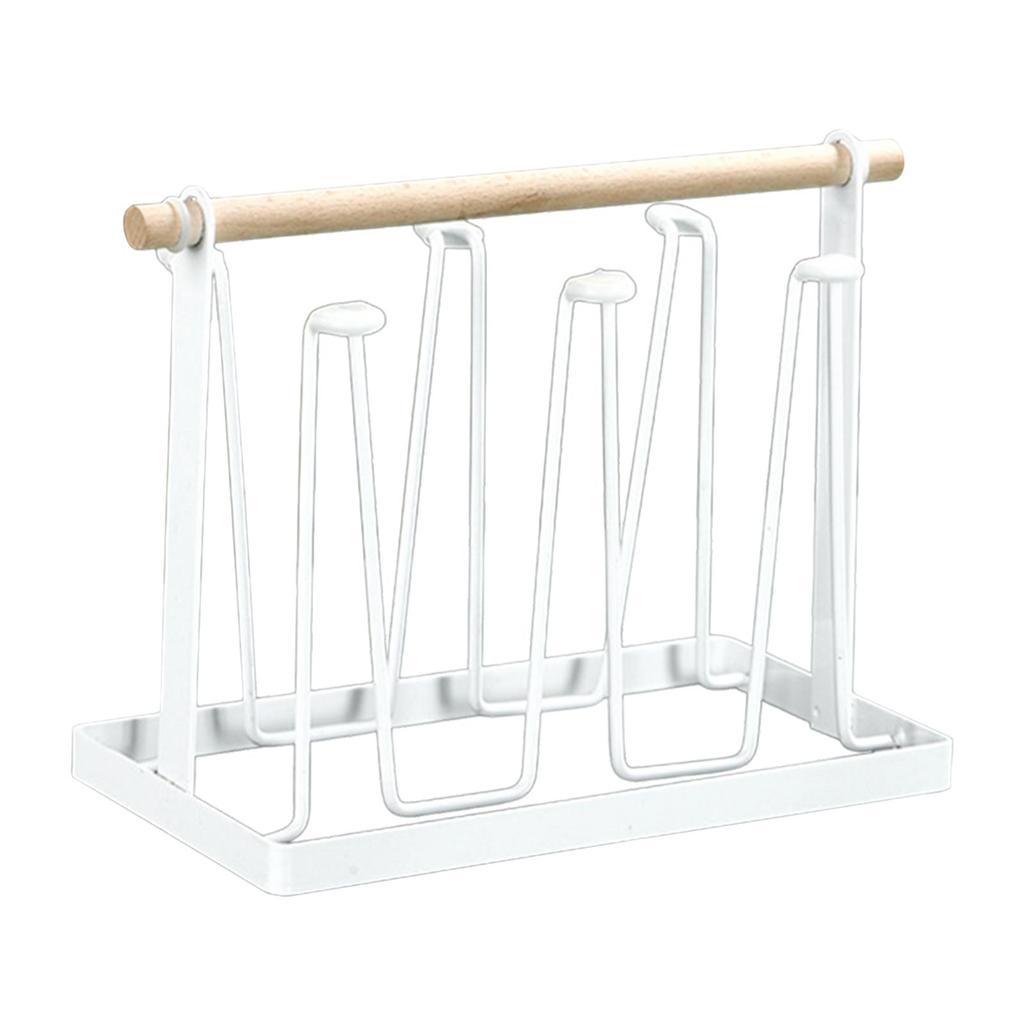 Bottle Rack Glass Cup Holder Stand Tree Drainer with Metal And Wood Construction Quick