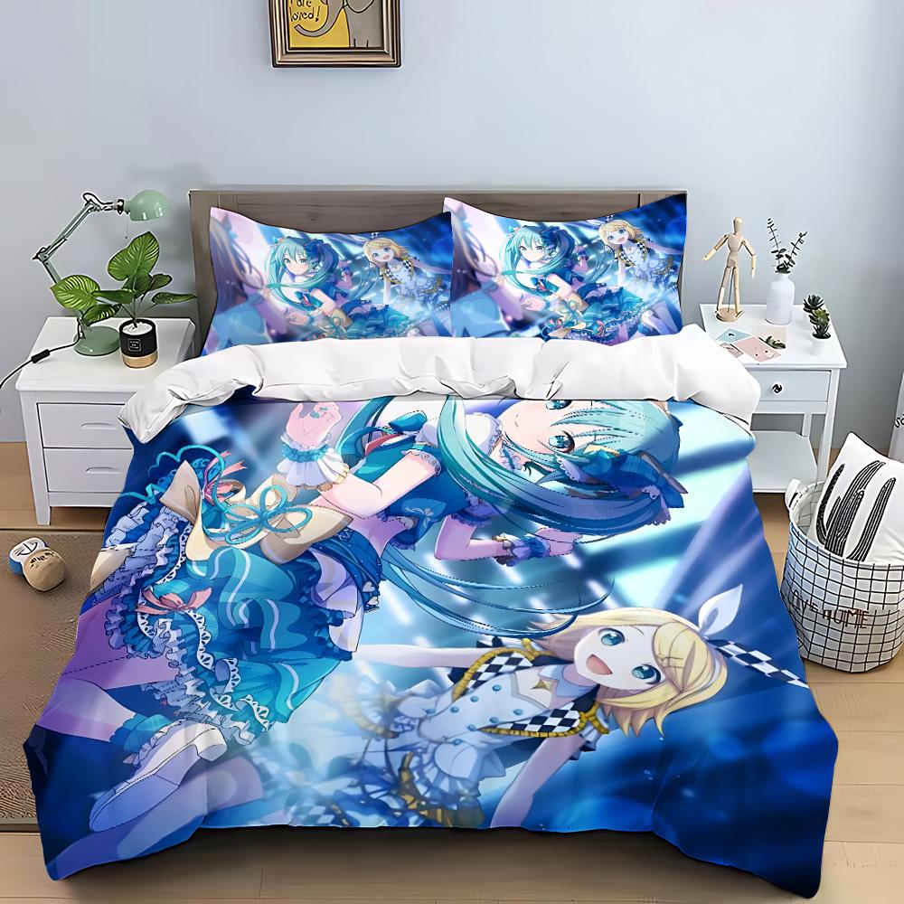 Hatsune Miku Anime Duvet Cover Pillowcase Bedding Set Adult Boy Girl Bedroom Decoration Children Gift Single Double Large Size