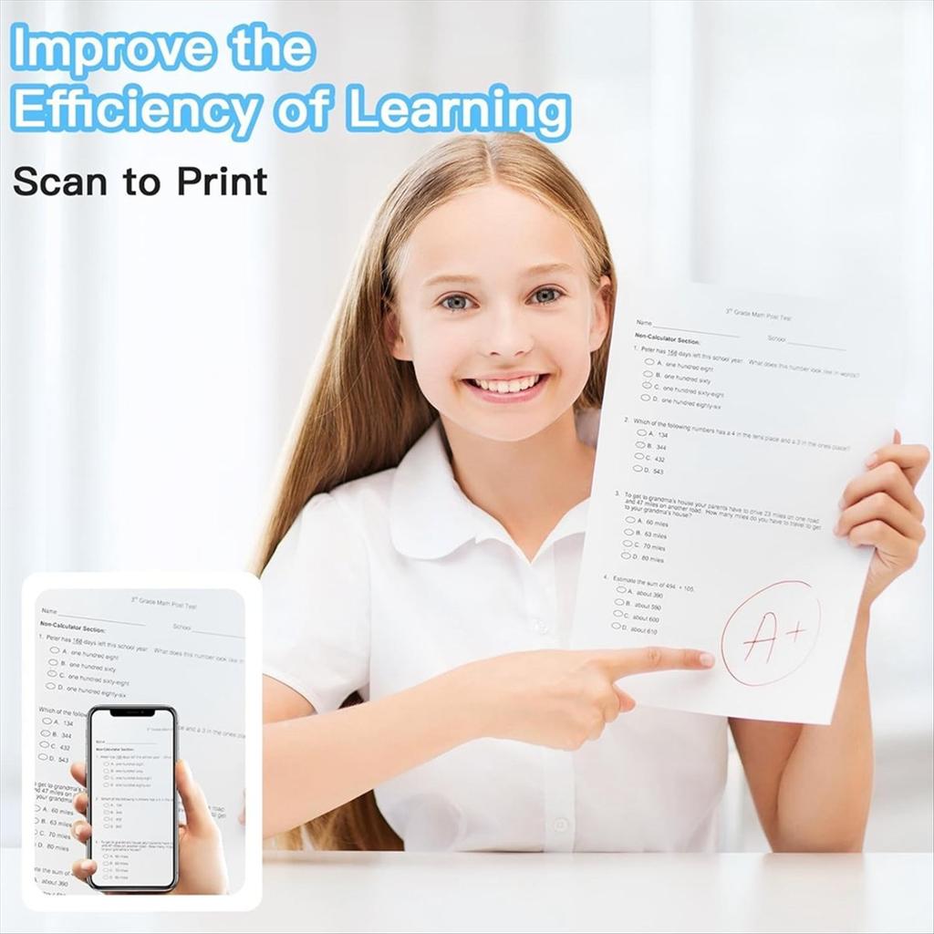 2025+ Sticker Printer Print 6 Rolls Sticker Printer with 7 Color Lighting Mode, Compatible with IOS and Android